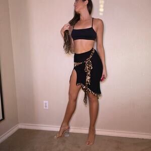 Black latin skirt with leopard